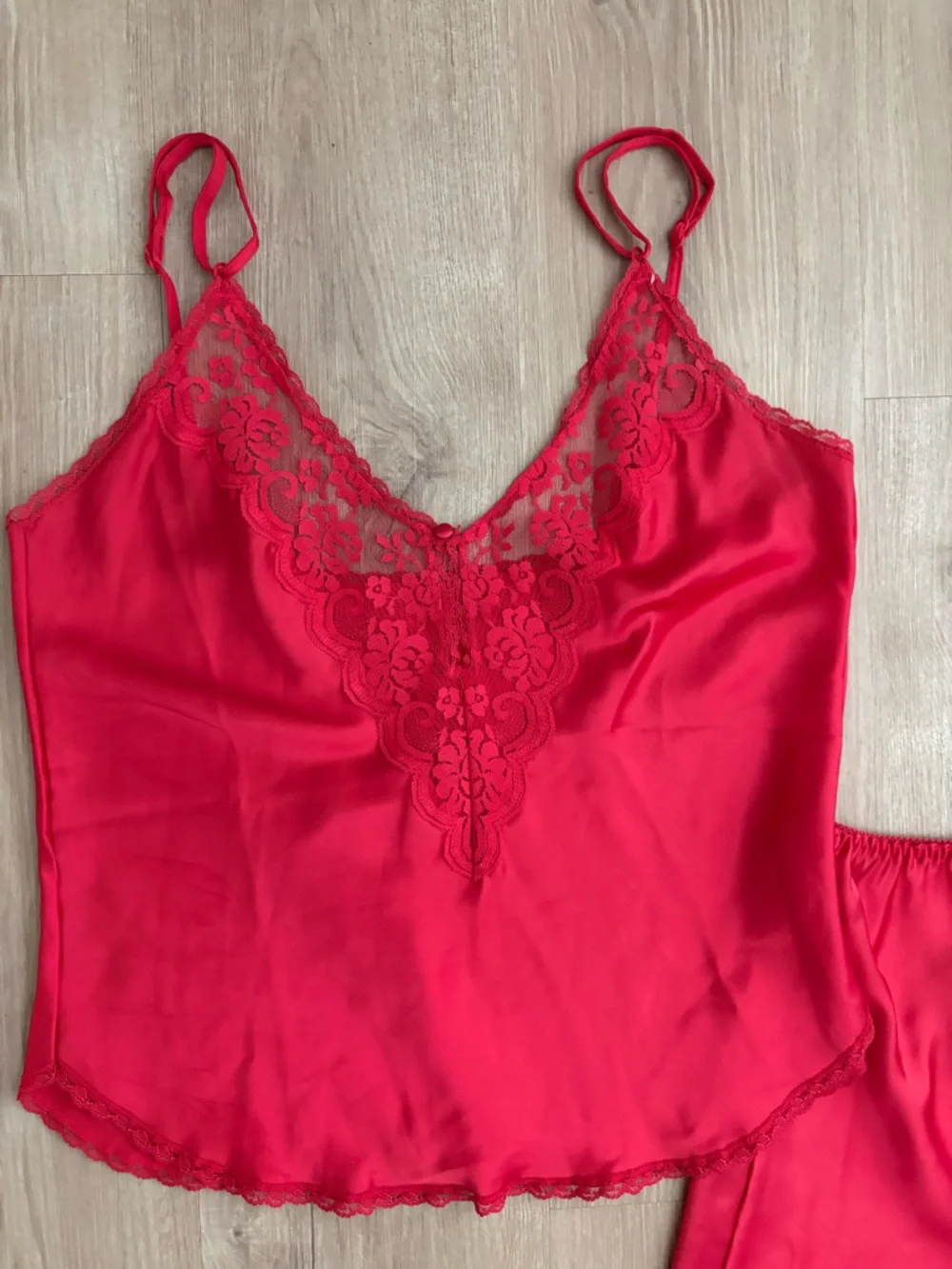Red Satin Lace Chemise two piece set - Women Intimates - Picture 5 of 5